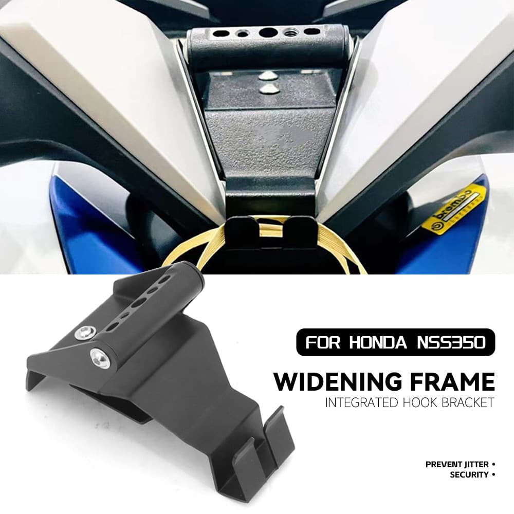 รถจักรยานยนต์สีดําหมวกกันน็อคHookกระเป๋าเดินทางClampกระเป๋าแขวนGPS MountสําหรับHonda Forza 350 FORZA350 NSS350 Forza 300 FORZA300