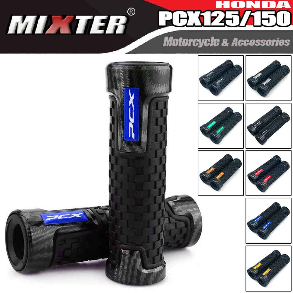 รถจักรยานยนต์ CNC Carbon Hand Grips 7/8 "22 มม.เจลยาง Handle Grip สําหรับ HONDA PCX125 PCX150 PCX-125 PCX-150 ทุกปี PCX 125 150