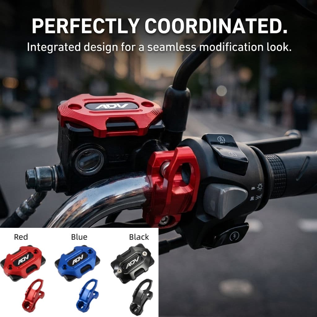 ชุดฝาครอบปั๊มบน CNC + ตะขอแฮนด์สําหรับ Honda ADV โดยเฉพาะ, ฝาปิดตกแต่งป้องกันกระปุกน้ํามันเบรก, อุปกรณ์ดัดแปลงตะขอแขวนหมวกนิรภัย, เหมาะกับ Honda ADV150, ADV160, ADV350, มีให้เลือก 3 สี