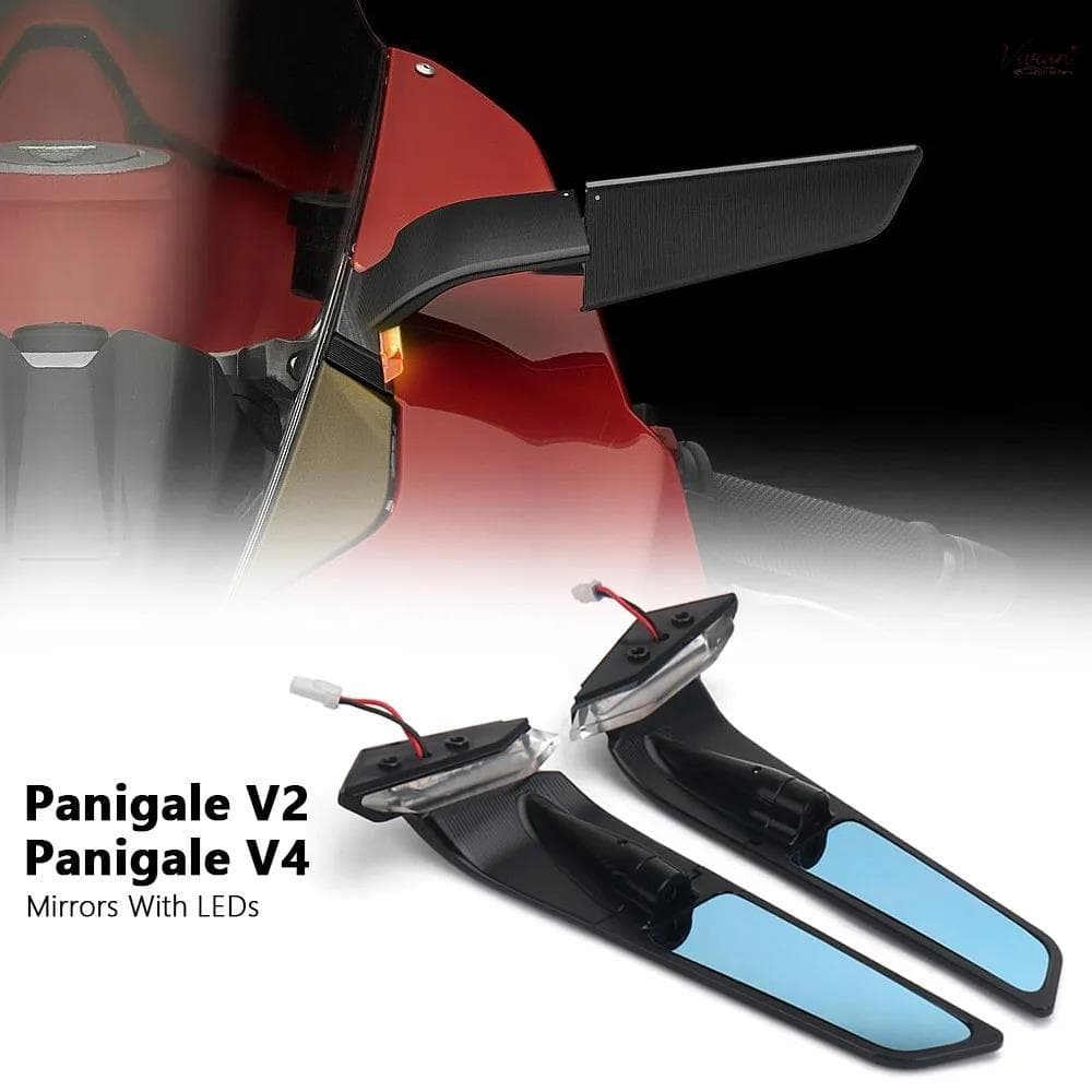 กระจก Stealth สําหรับ Ducati PANIGALE V4 V4S PANIGALE V2 V2S รถจักรยานยนต์ด้านหลังกระจกมองหลังด้านข้างพร้อมไฟเลี้ยว LED【