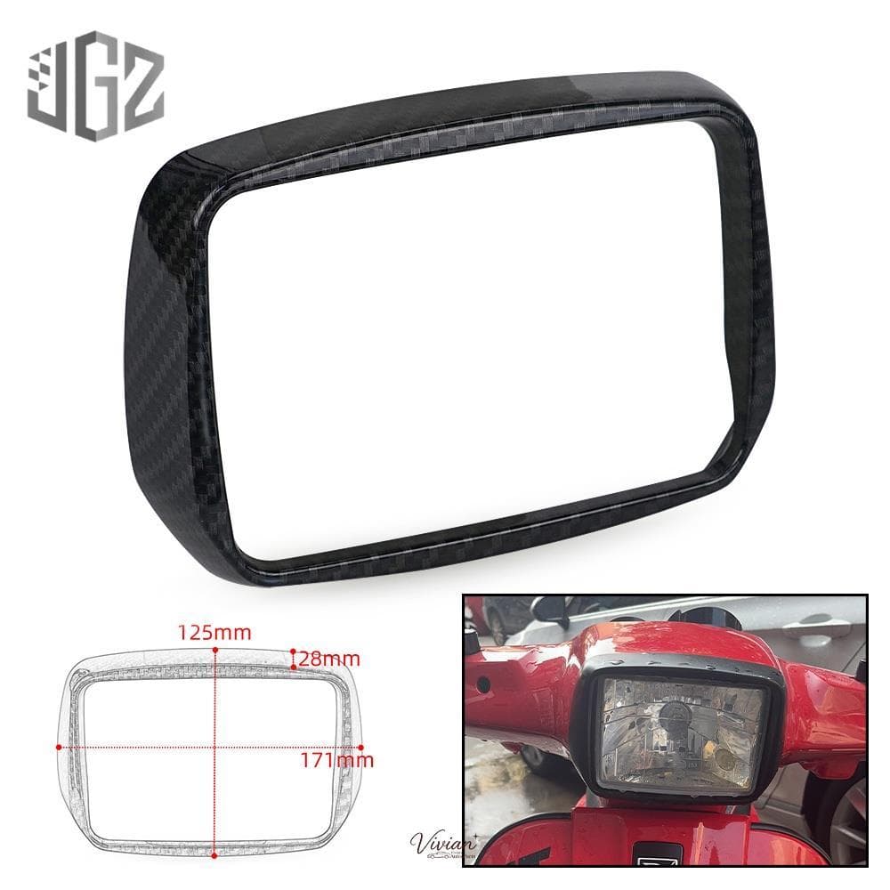 ครอบไฟหน้า Vespa S กรอบไฟหน้า Vespa S Motorcycle Carbon Fiber Headlight Cover Front Light Frame Headlight Grill Guard fo