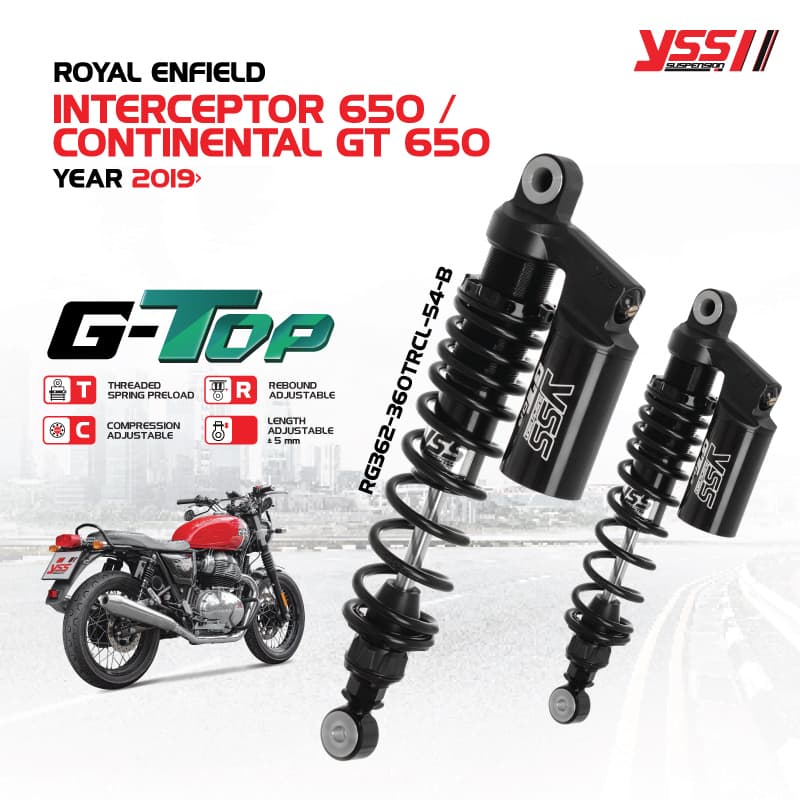 โช๊ค YSS แท้ 100% สำหรับ ROYAL ENFIELD INTERCEPTOR 650 /CONTINENTEL GT 650 ปี 2019 ขึ้นไป **พรีออเดอร**