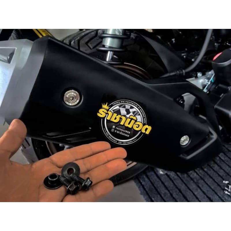 บูทตัวหนาฝากันร้อน  Pcx160-PCX150 จีโอโน่ หรีด ฝาครอบท่อ-งานสแตนเลสแท้ใส่ทดแทนเดิมได้เลยโตเต็มเบ้า(ชุด 2 ตัว)