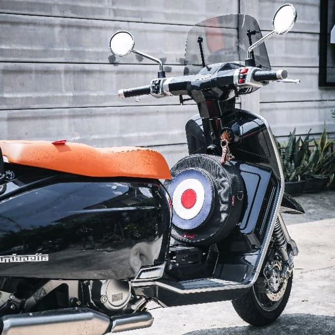 ฮิตl!! กระเป๋า กันน้ำ Lambretta VESPA ทรงยางอะไหล่ กันน้ำ100% ติดตั้ง แลมเบรตต้า V200 G350 และ เวสป้า : Pocenti