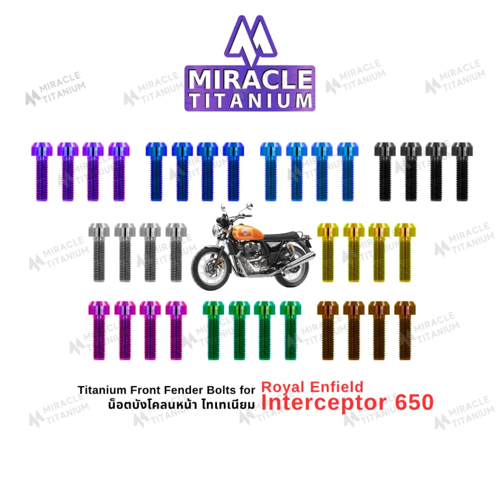 Royal Enfield Interceptor 650 น็อตบังโคลนหน้า ไทเทเนียม Titanium Front Fender Bolts