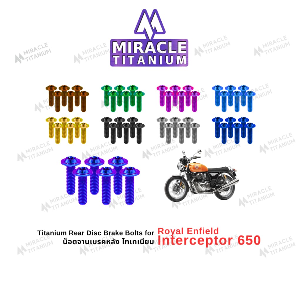 Royal Enfield Interceptor 650 น็อตจานเบรคหลัง ไทเทเนียม Titanium Rear Disc Brake Bolts