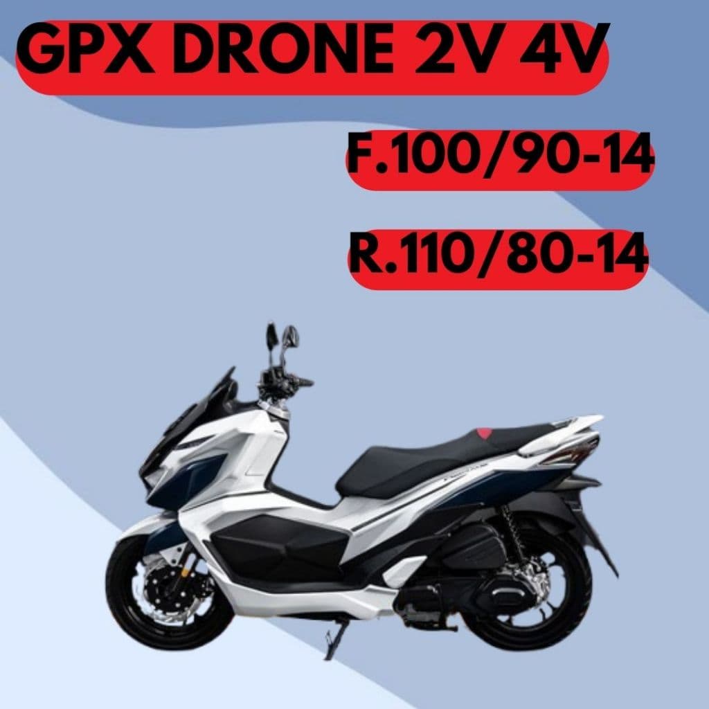 ยาง GPX DRONE 2Vและ 4V  หน้า 100/90-14,หลัง 110/80-14 สำหรับGPX DRONE 2V-4V ประกัน90วัน ปลายทางได้