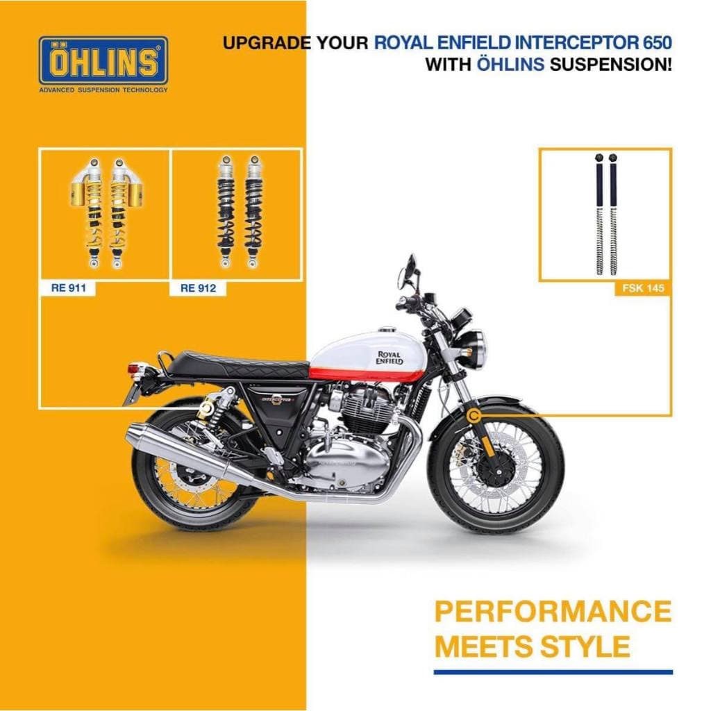 โช๊ค OHLINS RE911/RE912/FSK145 สำหรับ Royal Enfield Continental GT650/Interceptor650 ของแท้ รับประกัน2ปีเต็ม