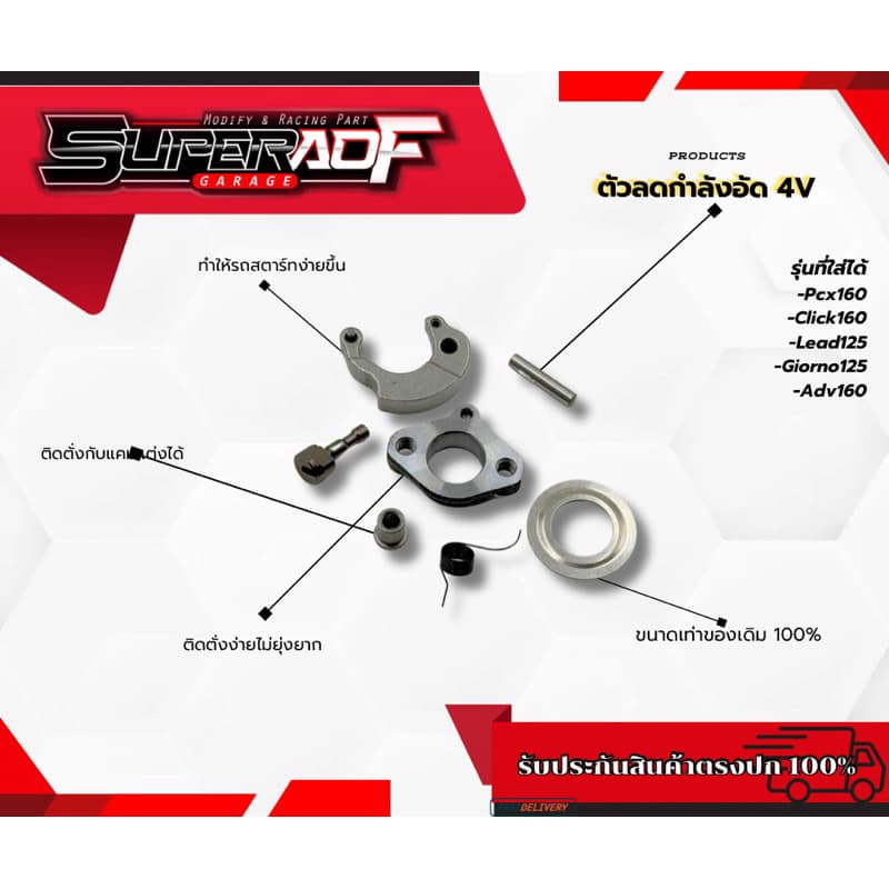 ตัวลดกำลังอัด แคมชาร์ปแต่ง Giorno125/Lead125/Pcx160/Click160 ทำให้รถสตาร์ทติดง่ายไม่ต้องเปลี่ยนมัดไฟ