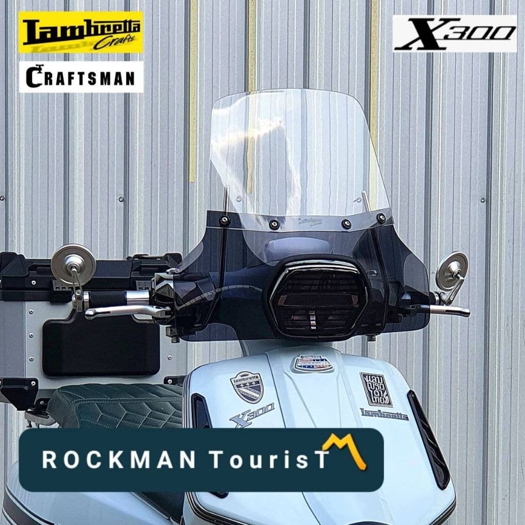 ชิวบังลม ROCKMAN windshield Lambretta X300 รุ่น Tourist ชุดขายึดใต้แฮนด์จ