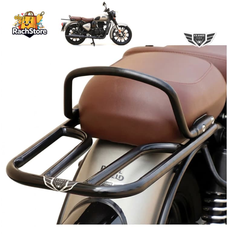 แร็คท้าย Royal Enfield Classic 350 (ใส่ร่วมกับแร็คเดิมได้) แร็คบรรทุกกระเป๋า/กล่องท้าย ตรงรุ่น (สีดำ / โครมเมี่ยม)