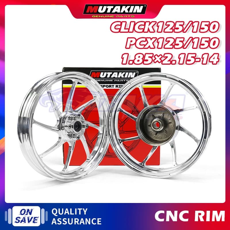 MUTAKIN ล้อแม็ก 801 ล้อแม็กคลิก For HONDA CLICK125(i) / CLICK150(i) / PCX150 / PCX125 BLACK/RED/BLUE -24T-1.8*2.15-14