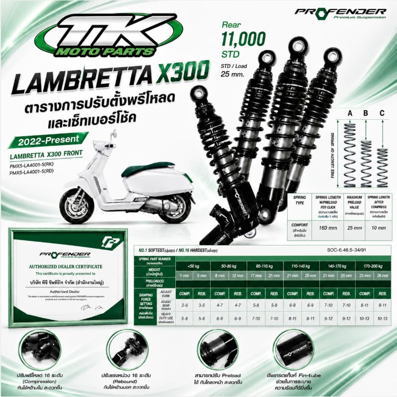 จัดส่งฟรี ¡¡¡ โช๊ค Profender X series Lambretta x300