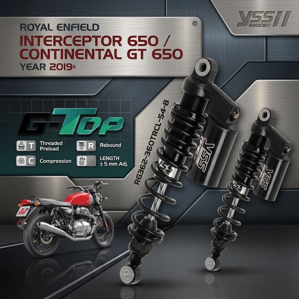 YSS G-Top Series: โช้คอัพสมรรถนะสูง สำหรับ Royal Enfield Interceptor 650 & Continental GT 650