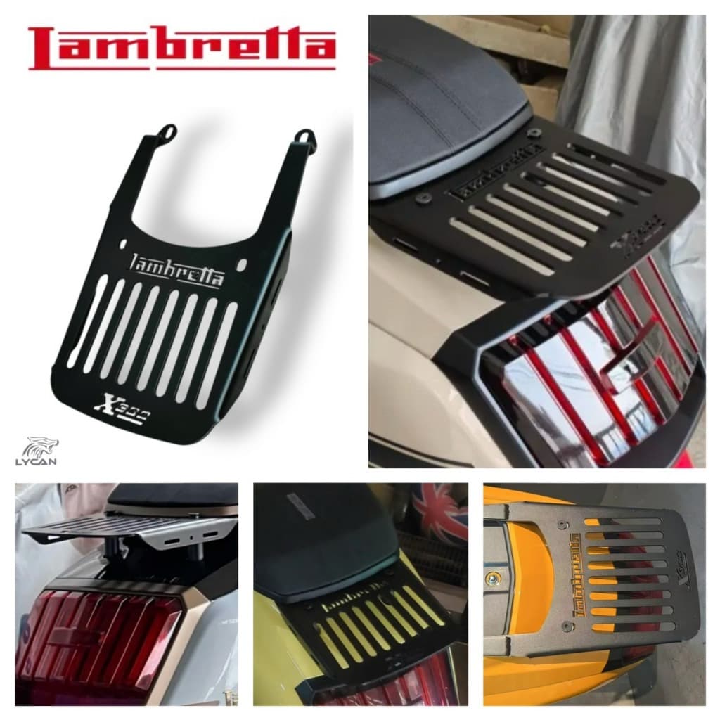 Rackท้าย หนาทำสีดำ Lambretta X200 / X300 ลายสล็อตยาว🎫