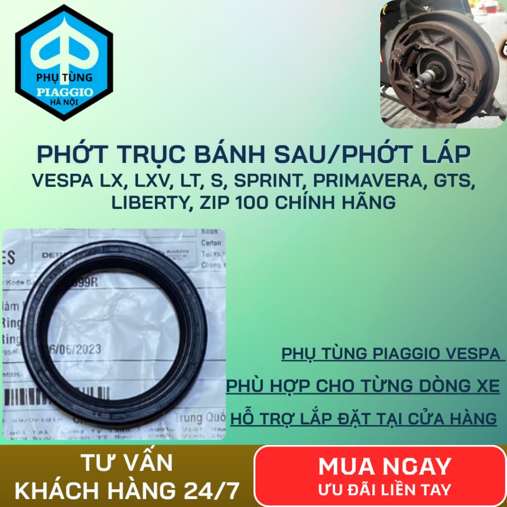ซีลเพลาล้อหลัง/แท้ Piaggio Vespa Flange Seal Vespa Lx, Lxv, Lt, S, Gts, Sprint, Primavera, Liberty, Zip 100