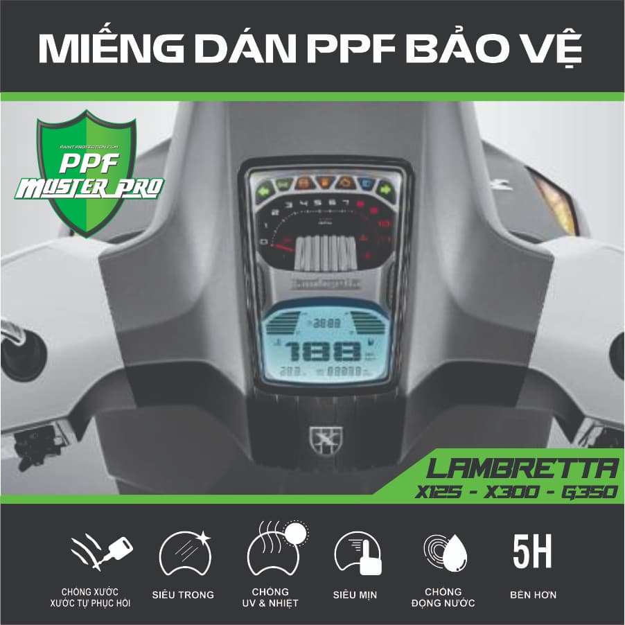 PPF สติ๊กเกอร์เพื่อปกป้อง Lambretta X 125 - X 300 - G350 แดชบอร์ดรถ | วัสดุฟิล์มใส PPF...